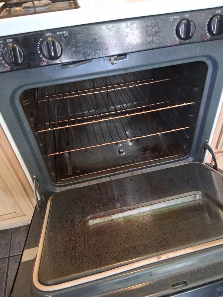 Oven interior opened for a no-heat diagnosis on a Las Vegas service call